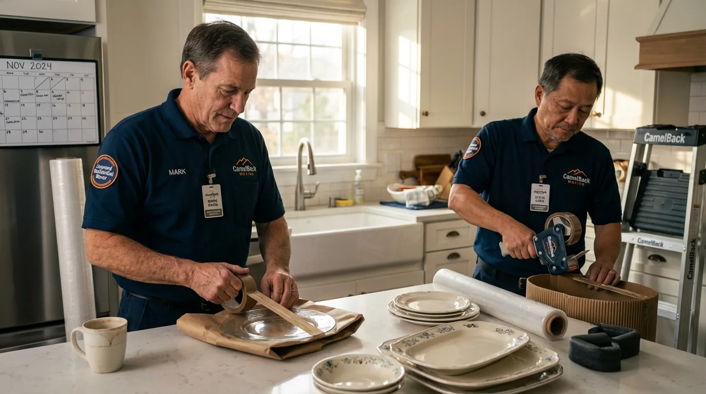 Professional crew packing kitchen dishware in Gypsum, CO